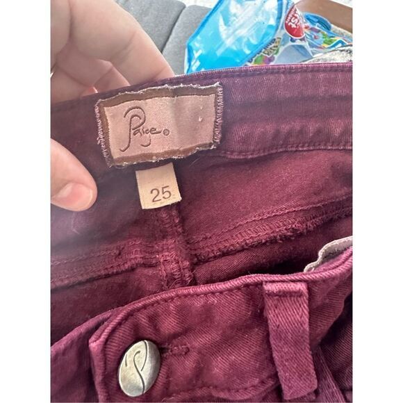 Paige Burgundy Ankle Peg Skinny Jeans - Picture 2 of 7